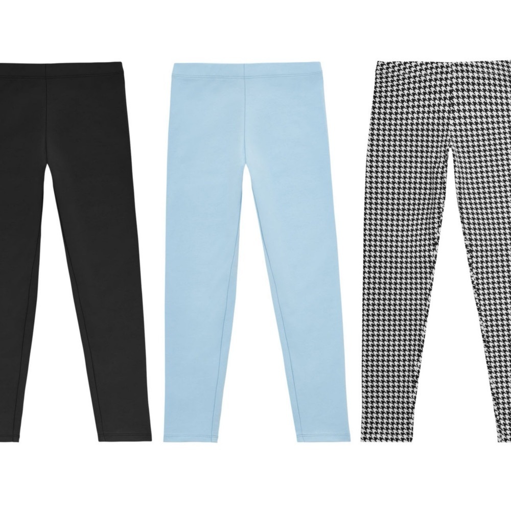 3 Pack Kids Black, Blue, and Houndstooth Leggings